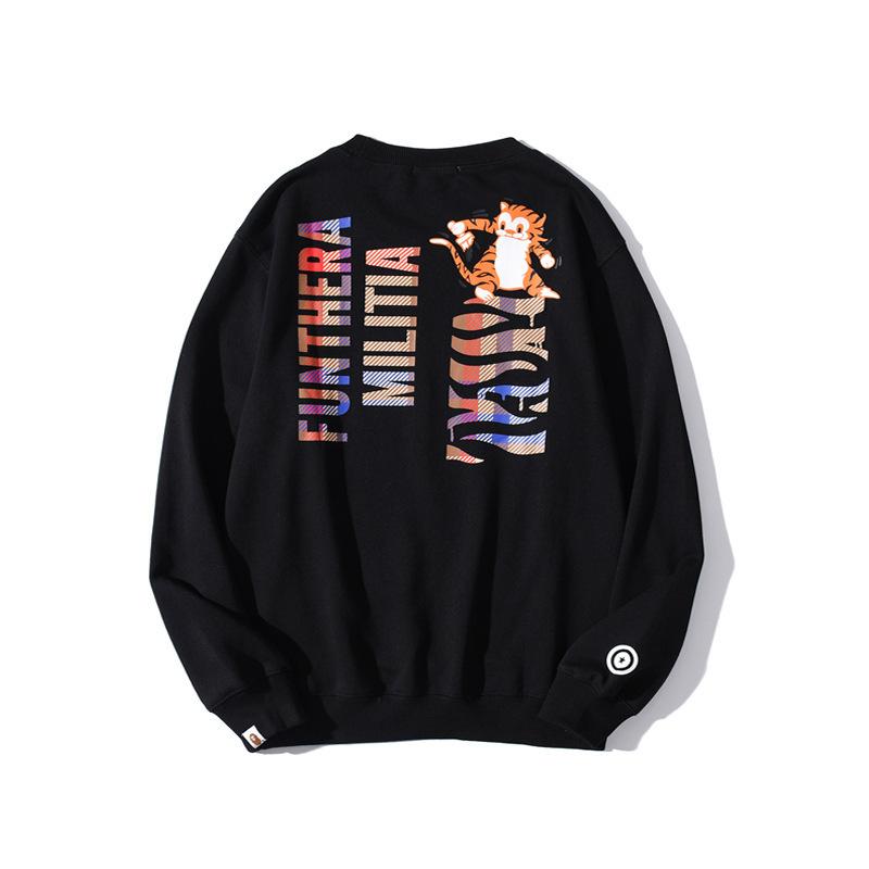 Bathing Ape Sweatshirts Shark Head Tiger Head Printed Pullover Sweatshirt round Neck Bottoming Shirt
