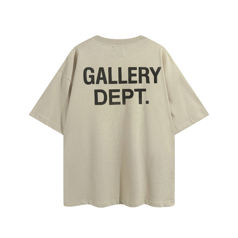 Gallery Dept T Shirts Vintage Distressed Loose Wash Short Sleeve Gallery Dept Printed Men and Women Base Te