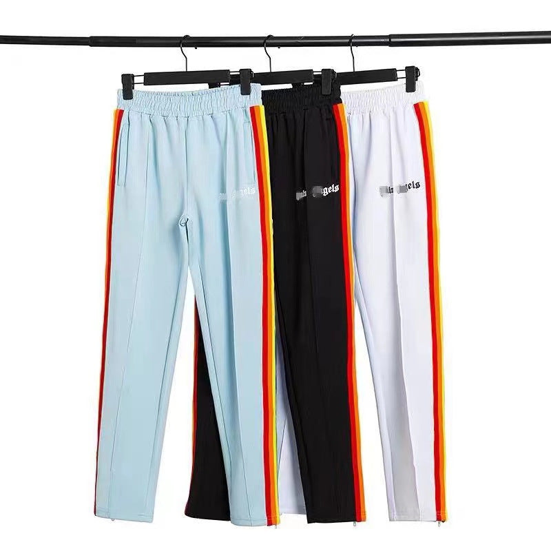 Palm Angle Pants Palm Angels Rainbow Striped Pants Men's and Women's Casual Trousers Loose