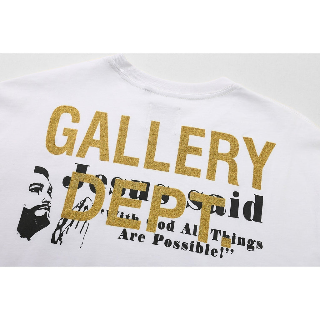 Gallery Dept T-Shirt Bronzing Letter Slogan Printed Short Sleeve T-Shirt